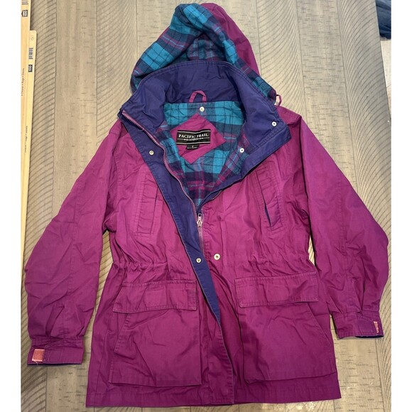 Vintage Pacific Trail Coat size small Purple Hooded Jacket Coat Lined Outerwear - Picture 1 of 5